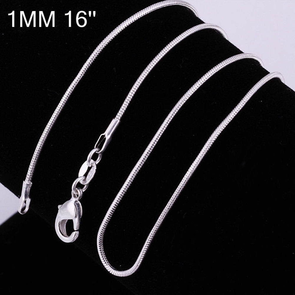 16 Inch - 24 Inch Women Fashion Silver Plated Snake Chain Necklace Jewelry Image 3