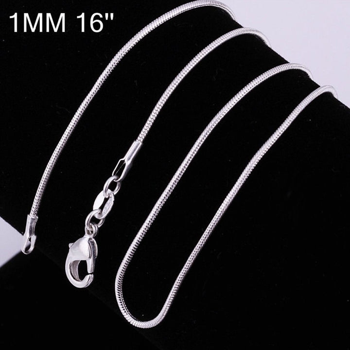 16 Inch - 24 Inch Women Fashion Silver Plated Snake Chain Necklace Jewelry Image 1