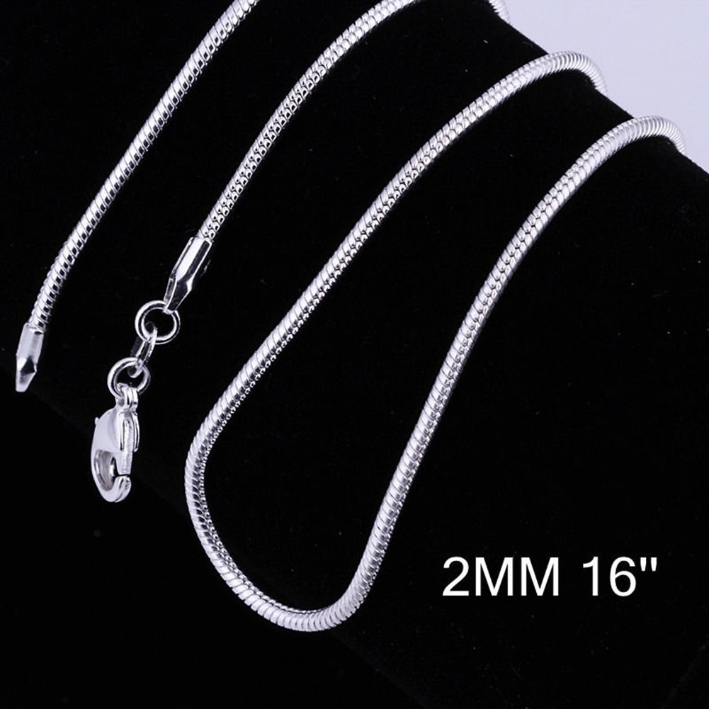 16 Inch - 24 Inch Women Fashion Silver Plated Snake Chain Necklace Jewelry Image 1