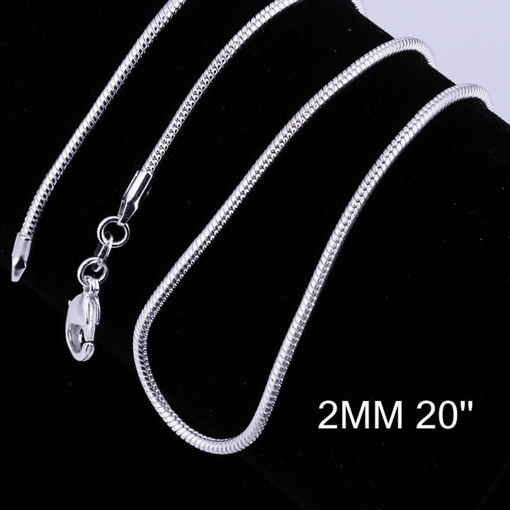 16 Inch - 24 Inch Women Fashion Silver Plated Snake Chain Necklace Jewelry Image 10