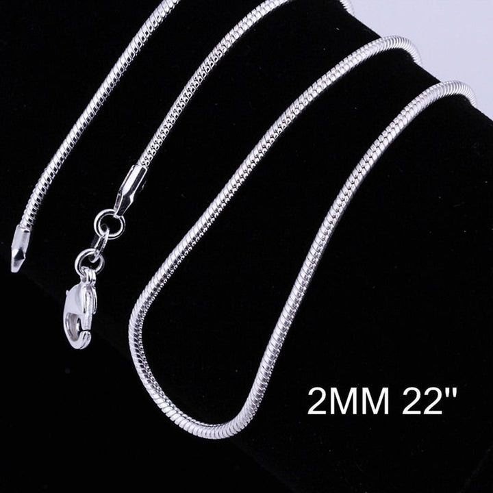 16 Inch - 24 Inch Women Fashion Silver Plated Snake Chain Necklace Jewelry Image 1