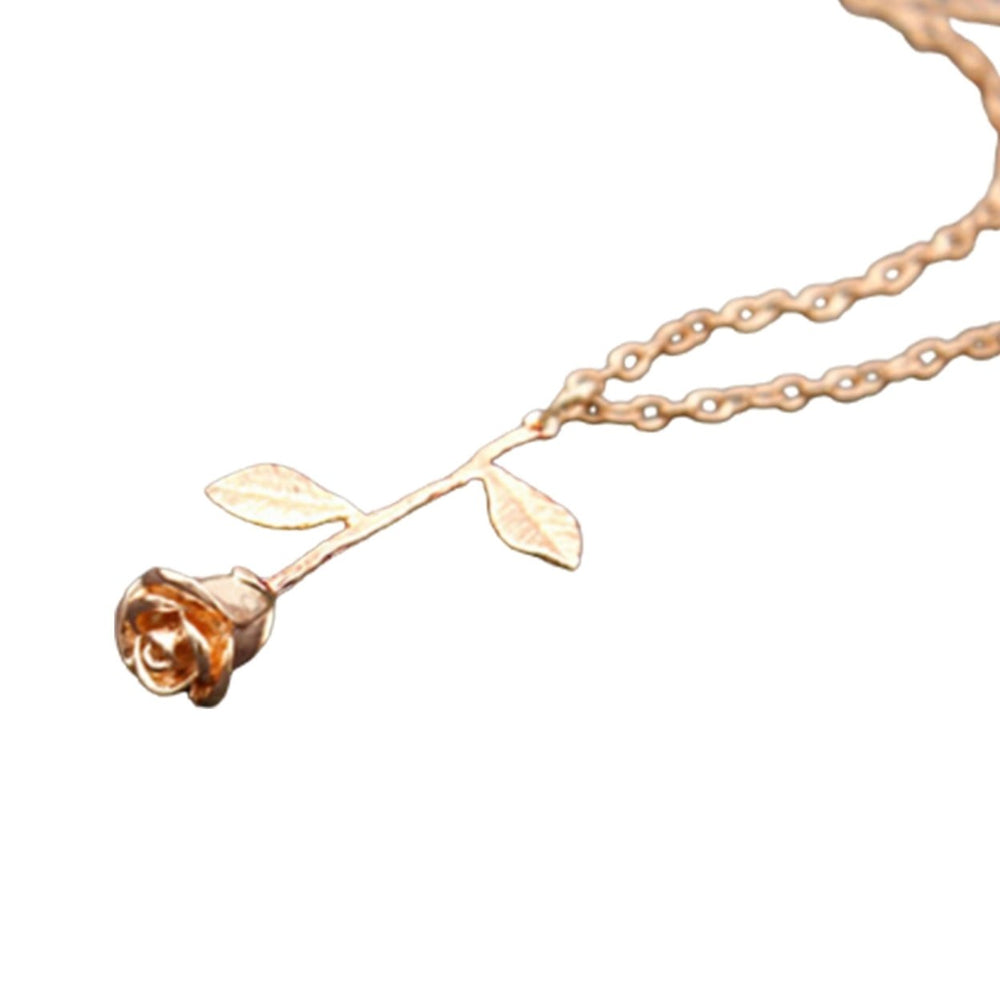 Pendant Chain Fashion Delicate Dainty Rose Flower Pendant Necklace for Women Image 2