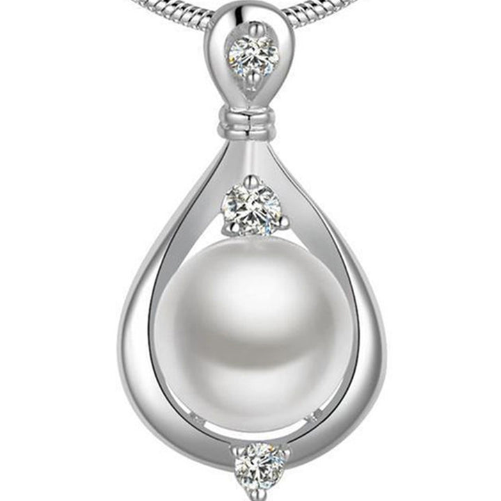 Elegant Jewelry Imitation Pearl Teardrop Pendant Snake Chain Women Necklace Image 4