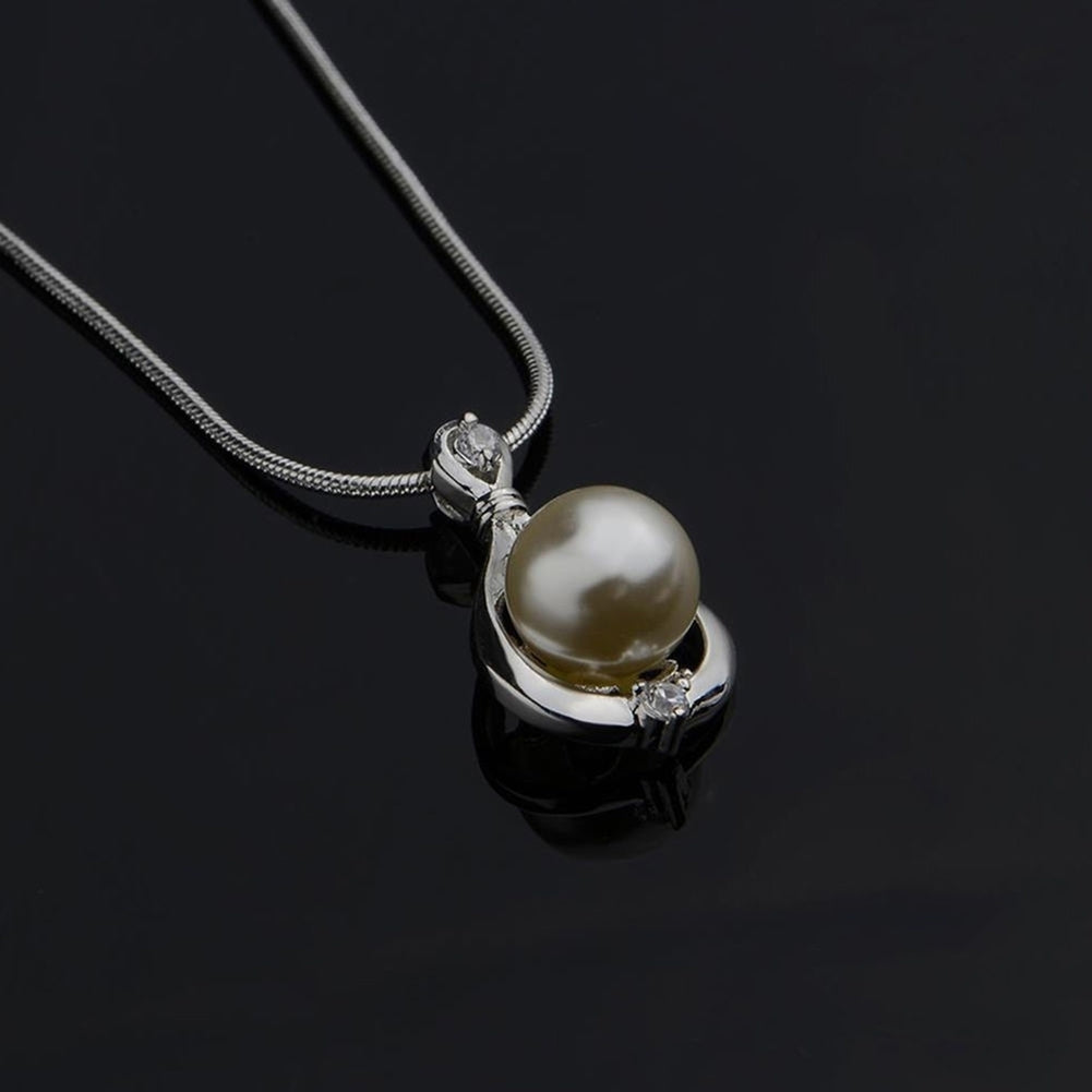 Elegant Jewelry Imitation Pearl Teardrop Pendant Snake Chain Women Necklace Image 4