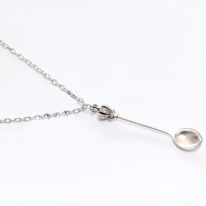 Fashion Crown Mini Tea Spoon Alloy Pendant Chain Necklace Womens Jewelry Gift Image 2