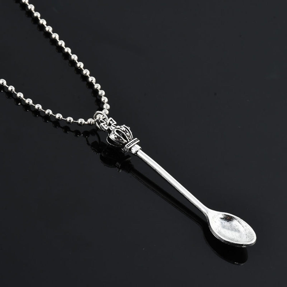 Fashion Crown Mini Tea Spoon Alloy Pendant Chain Necklace Womens Jewelry Gift Image 4