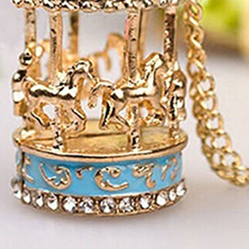 Sweet Enamel Carousel Merry Go Round Horse Charm Pendant Sweater Chain Necklace Image 6