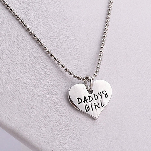 Fathers Day Jewelry Love Heart Daughter Father Letter Printed Keychain Necklace Image 2