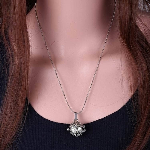 Womens Hollow Ball Night Light Pendant Necklace Alloy Chain Glow Dangle Jewelry Image 8