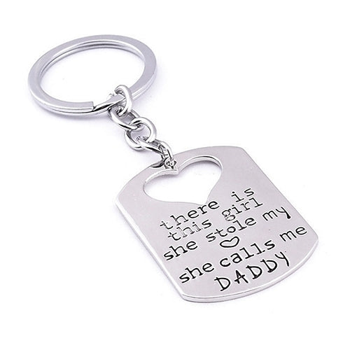 Fathers Day Jewelry Love Heart Daughter Father Letter Printed Keychain Necklace Image 4