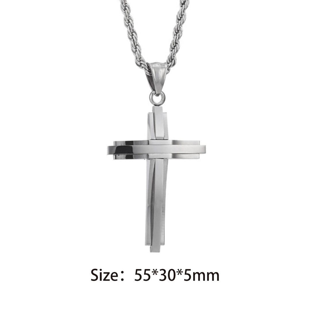 Men Titanium Steel Fashion Cross Pendant Chain Necklace Hip-Hop Jewelry Gift Image 4