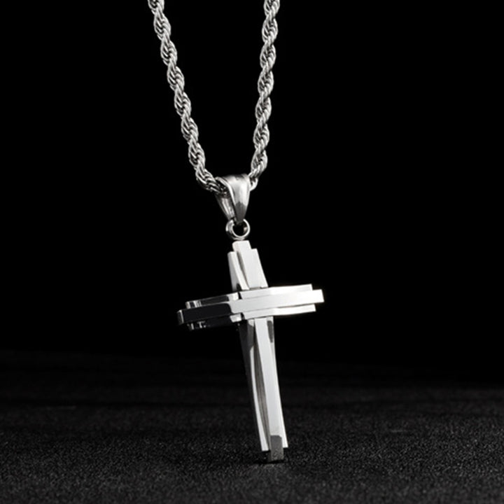 Men Titanium Steel Fashion Cross Pendant Chain Necklace Hip-Hop Jewelry Gift Image 6