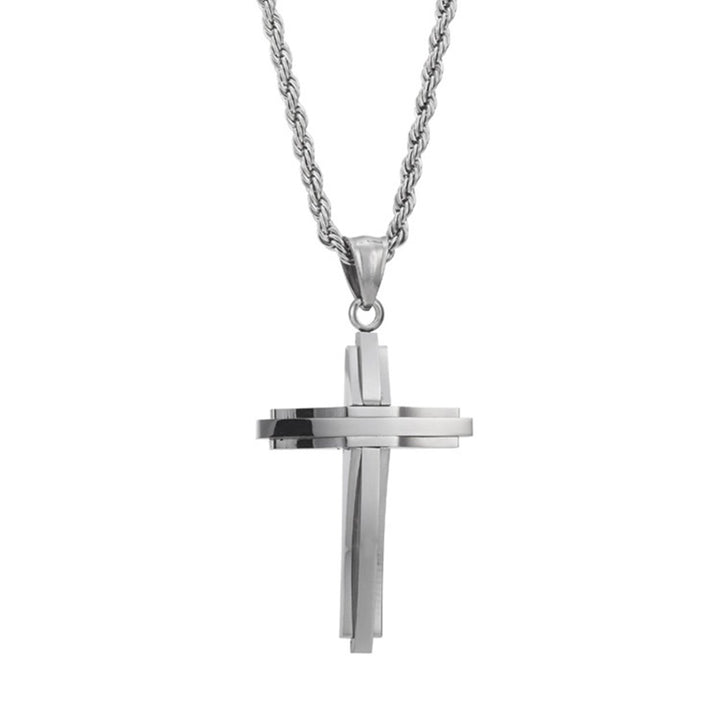 Men Titanium Steel Fashion Cross Pendant Chain Necklace Hip-Hop Jewelry Gift Image 11