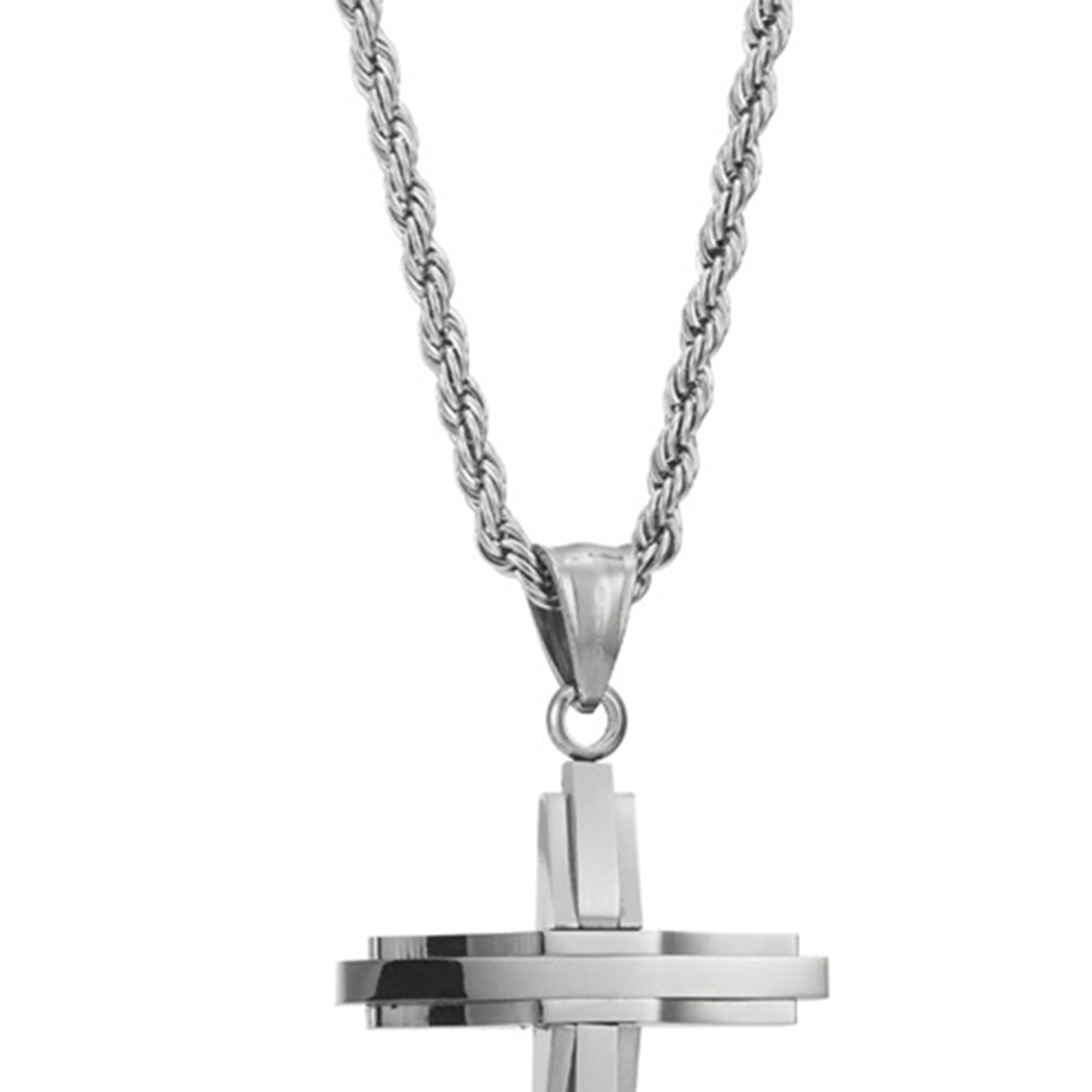 Men Titanium Steel Fashion Cross Pendant Chain Necklace Hip-Hop Jewelry Gift Image 12