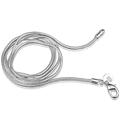 Womens Simple Design 925 Sterling Silver 2mm Snake Chain Lobster Clasp Necklace Image 1