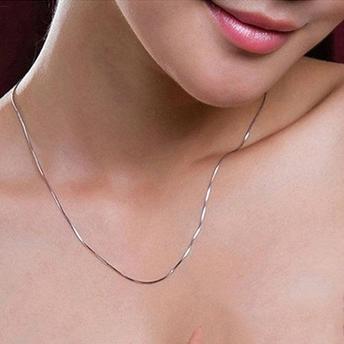 Womens Simple Design 925 Sterling Silver 2mm Snake Chain Lobster Clasp Necklace Image 10