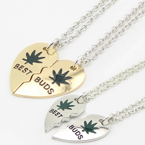 Cool Leaf Loving Heart Pendant Chain Unisex Exaggerated Choker Necklace Image 1