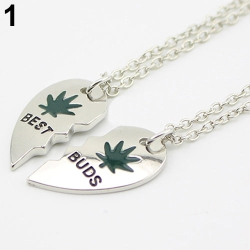 Cool Leaf Loving Heart Pendant Chain Unisex Exaggerated Choker Necklace Image 2