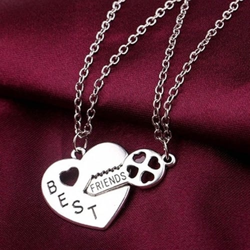 2Pcs Women's Fashion Hollow Heart Key Best Friends Pendants Necklaces Xmas Gift Image 6