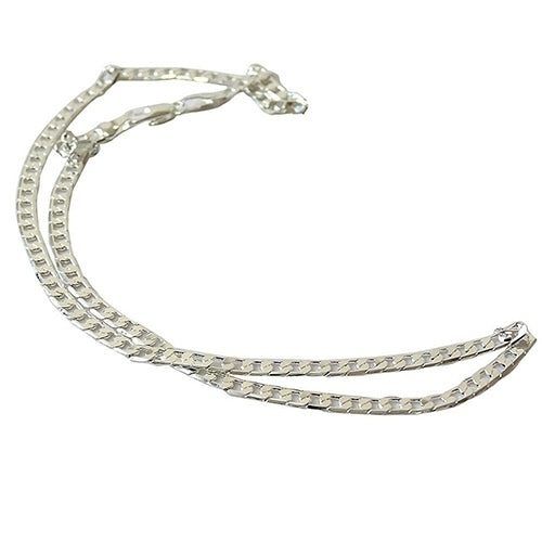 Womens Mens Fashion Jewelry Silver Plated 4MM Sideways Flat Chain Necklace Image 4