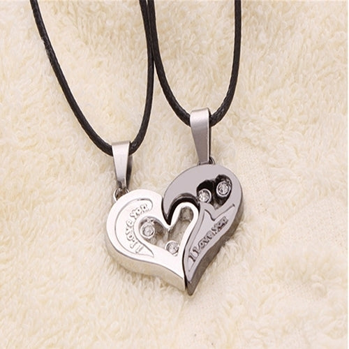 2 Pcs Stylish His and Hers Heart Pendant English Letters Couples Love Necklaces Image 1