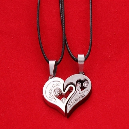 2 Pcs Stylish His and Hers Heart Pendant English Letters Couples Love Necklaces Image 3