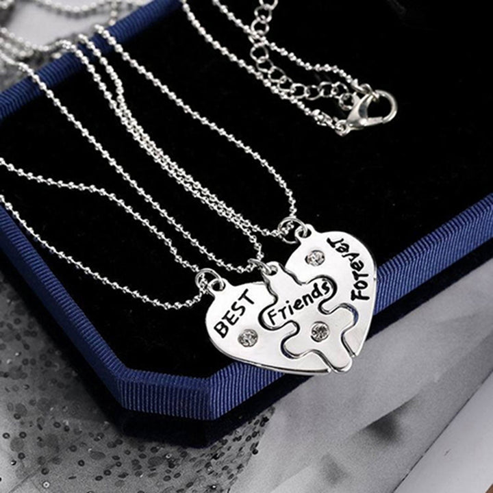 3Pcs Broken Heart Shape Carved Letters Best Friends Forever Chain Set for Dating Image 3