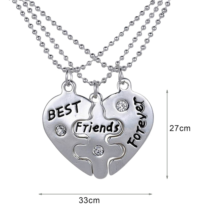 3Pcs Broken Heart Shape Carved Letters Best Friends Forever Chain Set for Dating Image 4