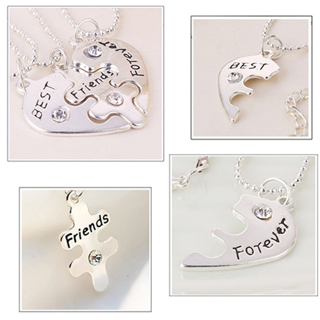 3Pcs Broken Heart Shape Carved Letters Best Friends Forever Chain Set for Dating Image 8