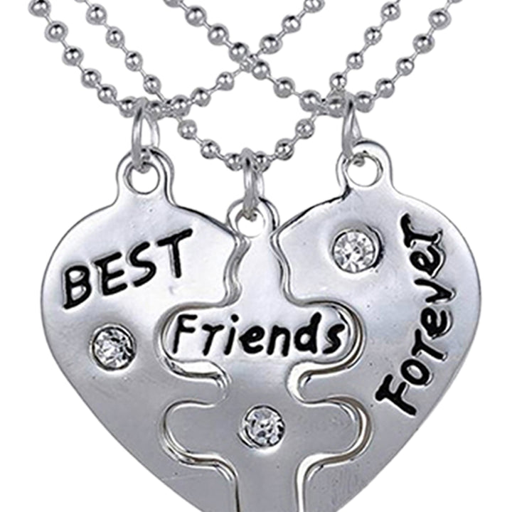 3Pcs Broken Heart Shape Carved Letters Best Friends Forever Chain Set for Dating Image 9