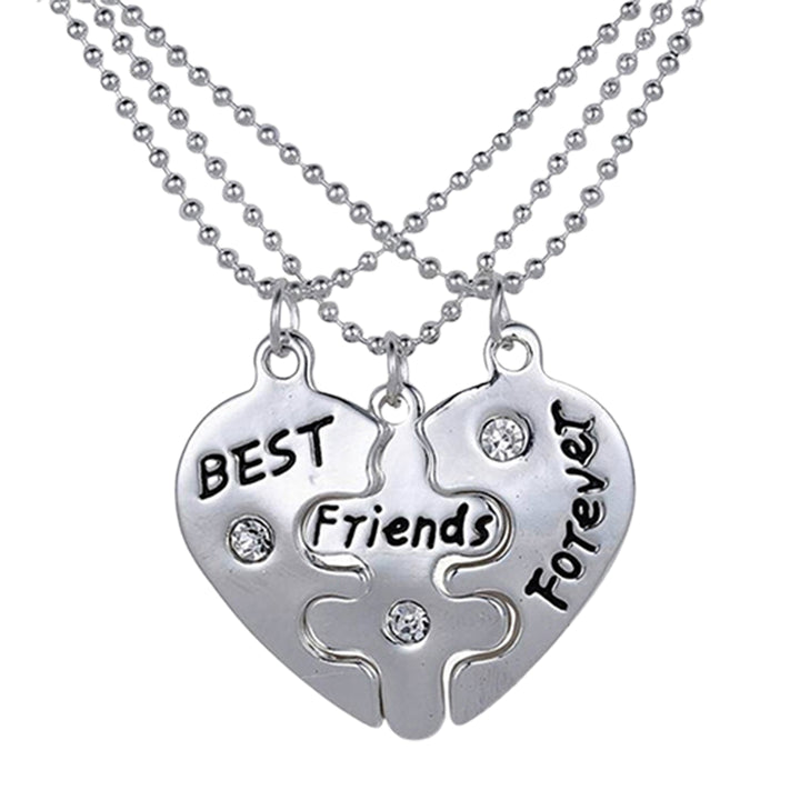 3Pcs Broken Heart Shape Carved Letters Best Friends Forever Chain Set for Dating Image 10