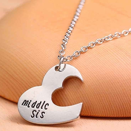 Broken Heart Sisters Matching Big Middle Little Sister Letter Carved Love Necklace Image 8