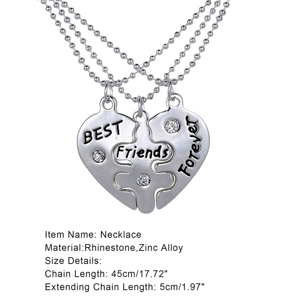 3Pcs Broken Heart Shape Carved Letters Best Friends Forever Chain Set for Dating Image 11