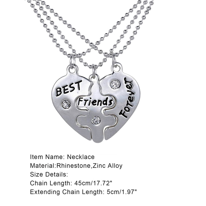 3Pcs Broken Heart Shape Carved Letters Best Friends Forever Chain Set for Dating Image 11