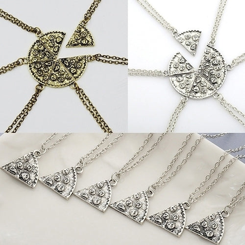 6 Pcs Fashion Pizza Slice Pendants Necklaces Creative Friendship Couple Necklace Image 1