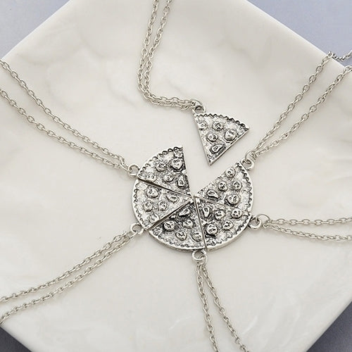 6 Pcs Fashion Pizza Slice Pendants Necklaces Creative Friendship Couple Necklace Image 3