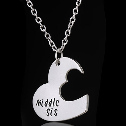 Broken Heart Sisters Matching Big Middle Little Sister Letter Carved Love Necklace Image 11