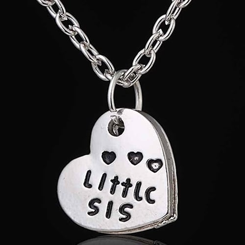 Broken Heart Sisters Matching Big Middle Little Sister Letter Carved Love Necklace Image 12