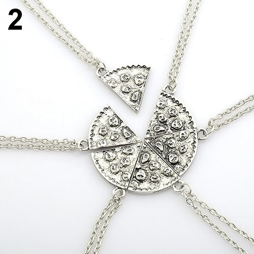 6 Pcs Fashion Pizza Slice Pendants Necklaces Creative Friendship Couple Necklace Image 6