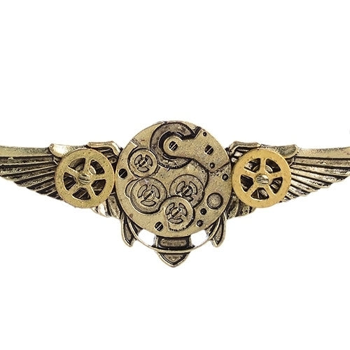 Steampunk Antique Angle Wings Gears Pendant Long Chain Statement Necklace Image 2