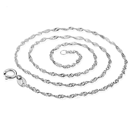 Womens Silver Plated Water Wave DIY Chain Necklace Jewelry Charms for Party Prom Image 1