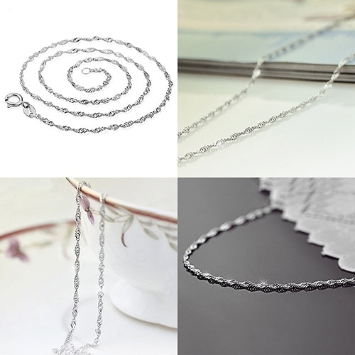 Womens Silver Plated Water Wave DIY Chain Necklace Jewelry Charms for Party Prom Image 2