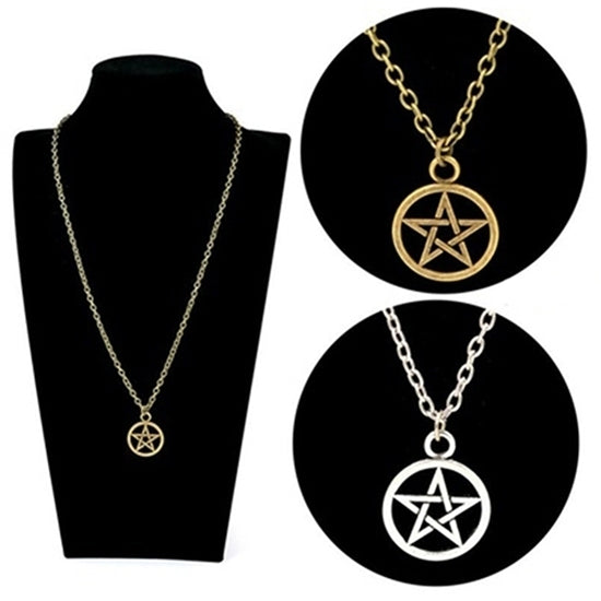 Women Men Round Hollow Star Pentagram Pendant Necklace Xmas Gift Cool Jewelry Image 1