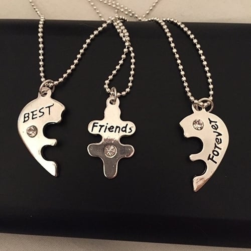 3Pcs Womens Best Friends Forever Heart Shape Jewelry Friendship Necklace Set Image 6