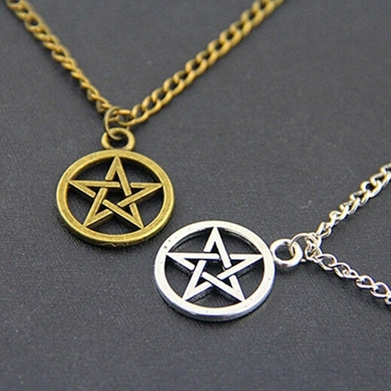 Women Men Round Hollow Star Pentagram Pendant Necklace Xmas Gift Cool Jewelry Image 2