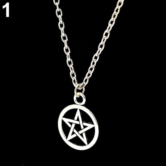 Women Men Round Hollow Star Pentagram Pendant Necklace Xmas Gift Cool Jewelry Image 6