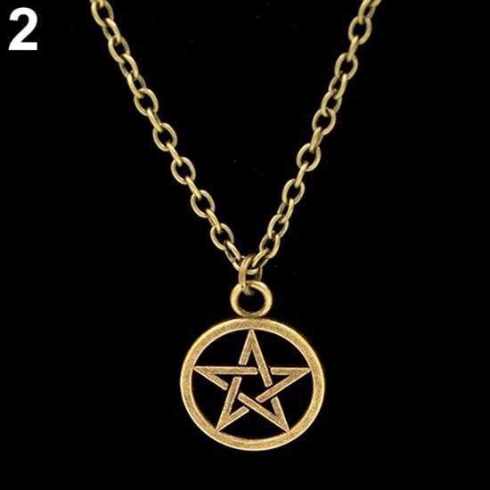 Women Men Round Hollow Star Pentagram Pendant Necklace Xmas Gift Cool Jewelry Image 9