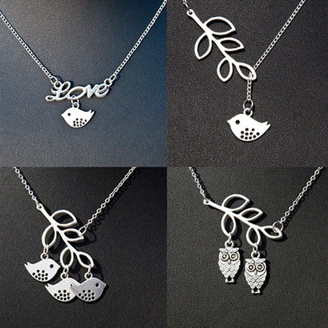 Women Fashion Cute Leaf Bird Owl Love Pendant Clavicle Necklace Jewelry Charm Chain Gift for Party Image 8