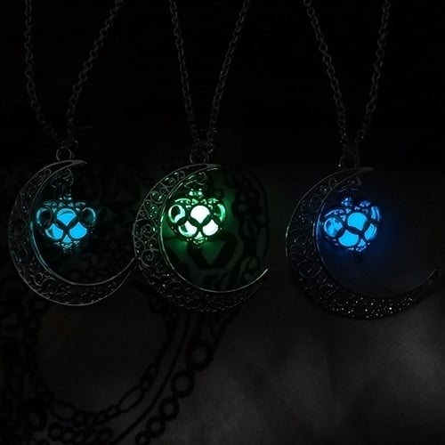 Moon Glowing Turquoise Pendant Charm Jewelry Chain Necklace Halloween Gifts Image 4