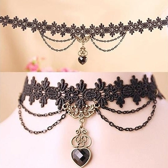 Women Lace Beads Choker Victorian Steampunk Style Gothic Collar Necklace Gift Image 1